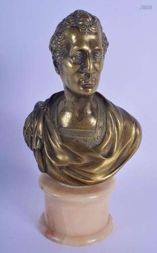 A 19TH CENTURY EUROPEAN BRONZE PORTRAIT BUST OF A CLASSICAL ...