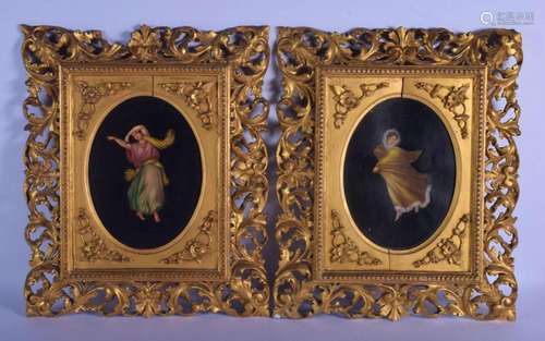 Italian School (19th Century) Pair, Oil on Canvas Dancing Fe...