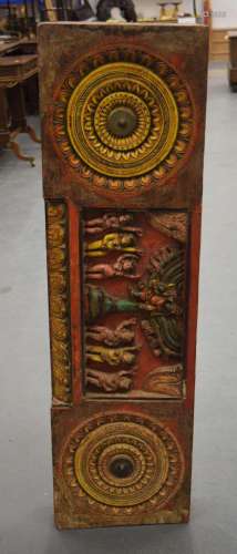 A RARE AND LARGE 18TH/19TH CENTURY INDIAN POLYCHROMED WOOD T...