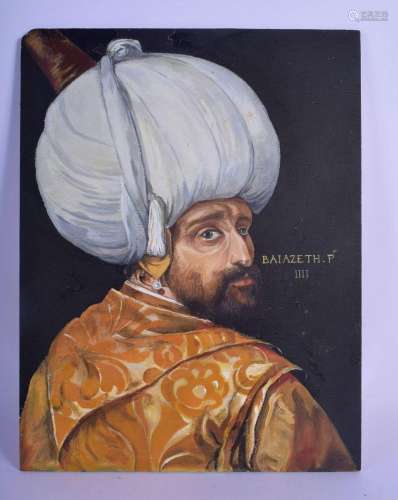 Ottoman School (19th/20th Century) Oil on wood, The Sultan. ...