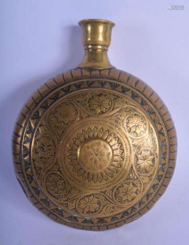 AN 18TH/19TH CENTURY INDIAN MIDDLE EASTERN BRASS ALLOY FLASK...