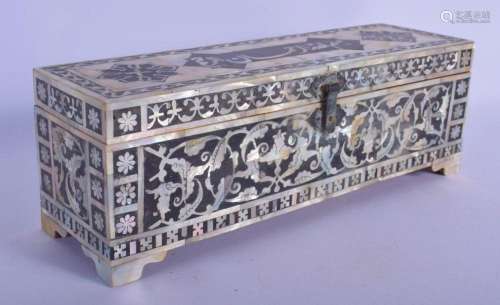 AN UNUSUAL TURKISH OTTOMAN MOTHER OF PEARL INLAID CARVED WOO...