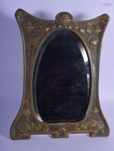 A LARGE ART NOUVEAU FRENCH BRONZE STANDING MIRROR decorated ...