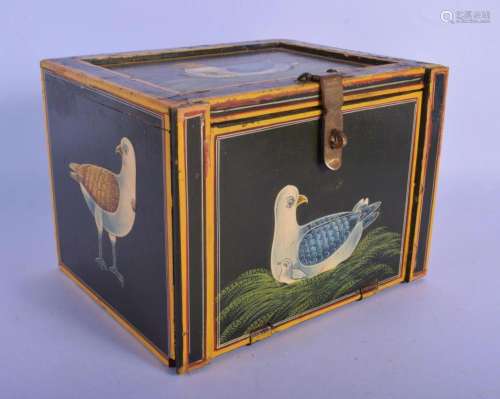 A RARE EARLY 20TH CENTURY INDIAN PAINTED WOOD TABLE CABINET ...