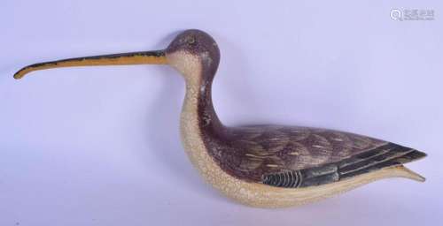 A FOLK ART CARVED AND PAINTED DUCK DECOY. 40 cm wide.