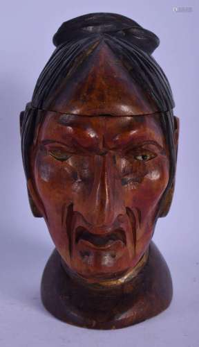 A RARE 19TH CENTURY EUROPEAN CARVED AND PAINTED WOOD INKWELL...