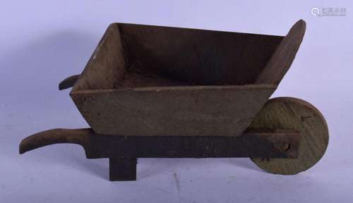 A VINTAGE SCRATCH BUILT FOLK ART WHEELBARROW. 24 cm x 12 cm.