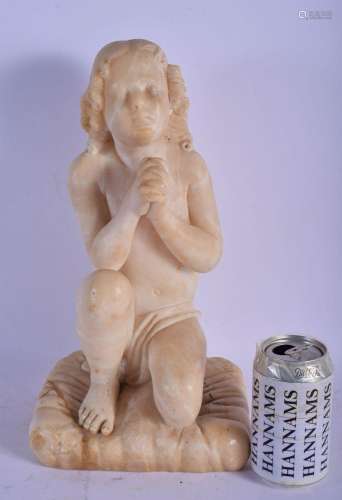 A 19TH CENTURY EUROPEAN CARVED ALABASTER STONE FIGURE OF A B...