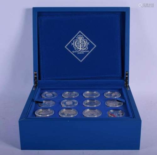 A SET OF QUEENS DIAMOND JUBILEE FAMILY TREE SILVER COINS. (q...