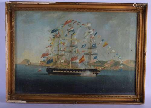 AN INTERESTING 18TH/19TH CENTURY MARITIME OIL ON CANVAS mode...