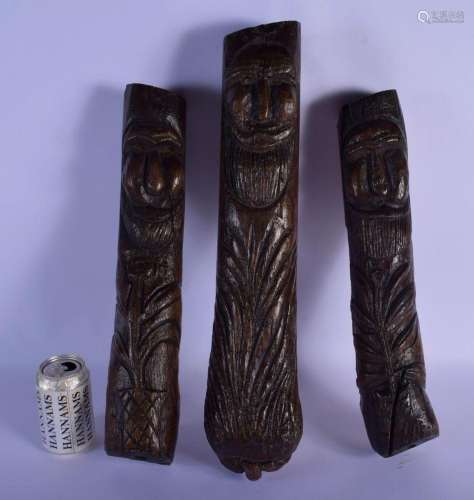 A LOVELY SET OF 17TH/18TH CENTURY EUROPEAN CARVED WOOD PORTR...