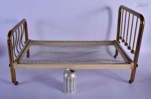 A LOVELY EDWARDIAN BRASS MINIATURE TESTER BED possibly or a ...
