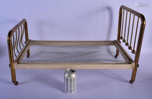 A LOVELY EDWARDIAN BRASS MINIATURE TESTER BED possibly or a ...