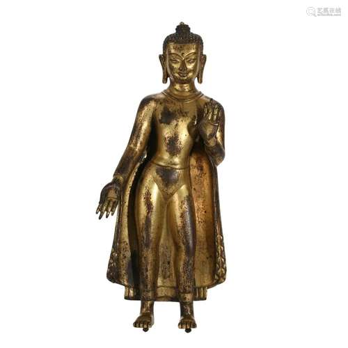 A GILT-BRONZE FIGURE OF BODHISATTVA