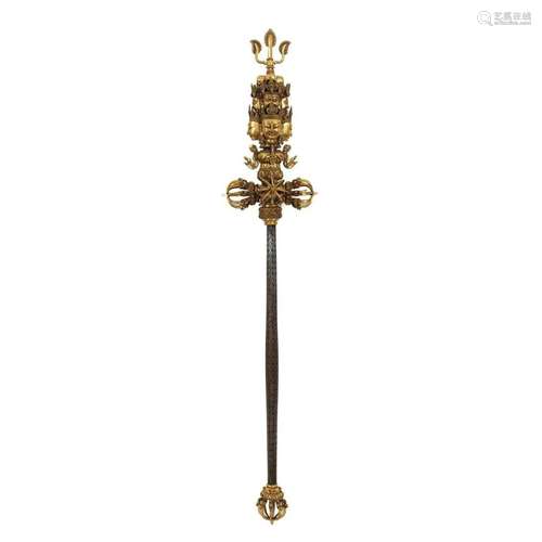 A GILT-BRONZE SCEPTRE