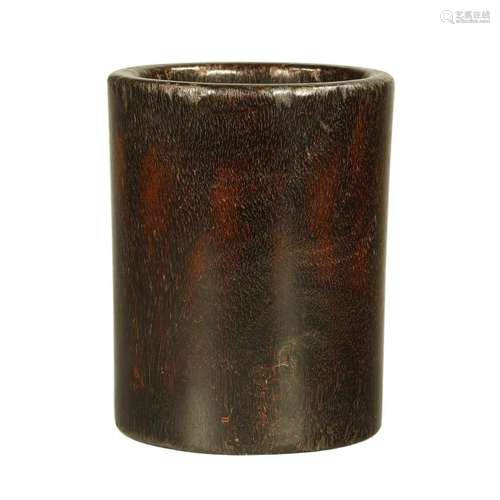 A ROSEWOOD BRUSHPOT