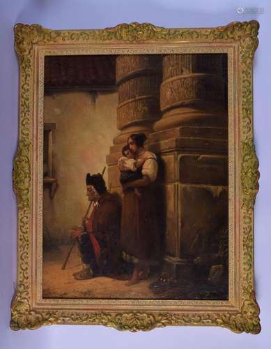 Italian School (19th Century) Oil on canvas, Two figures and...