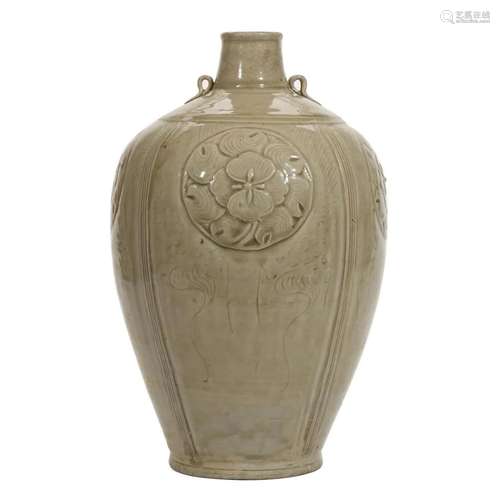 A LONGQUAN CARVED FLORAL VASE