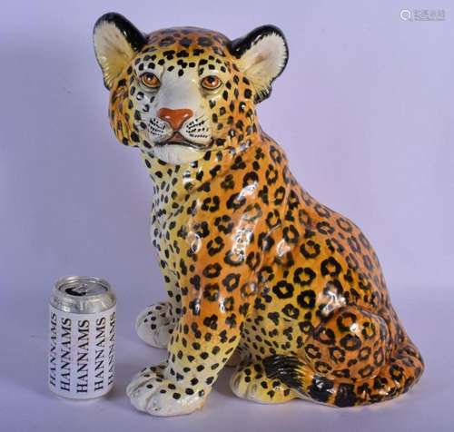 A VINTAGE ITALIAN POTTERY FIGURE OF A CHEETAH CUB. 38 cm x 2...