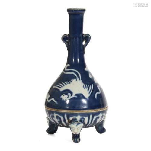 A BLUE-GLAZED 'PHOENIX' VASE