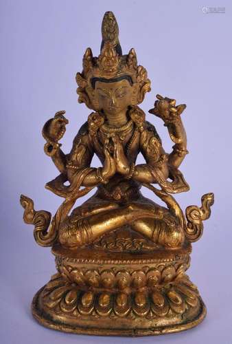 A 19TH CENTURY SINO TIBETAN GILT BRONZE FIGURE OF A BUDDHIST...