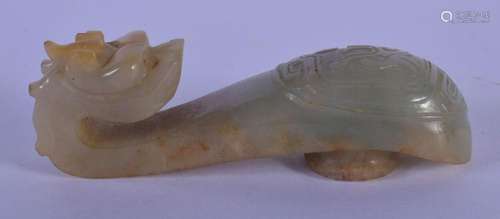 A 19TH CENTURY CHINESE CARVED GREENISH WHITE JADE BELT HOOK ...