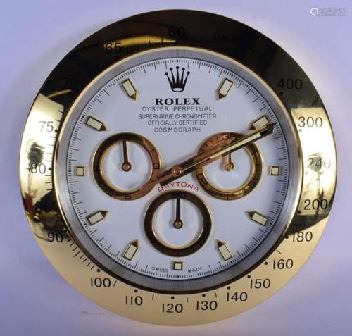 A ROLEX ADVERTISING DEALER DISPLAY HANGING WALL CLOCK. 30 cm...