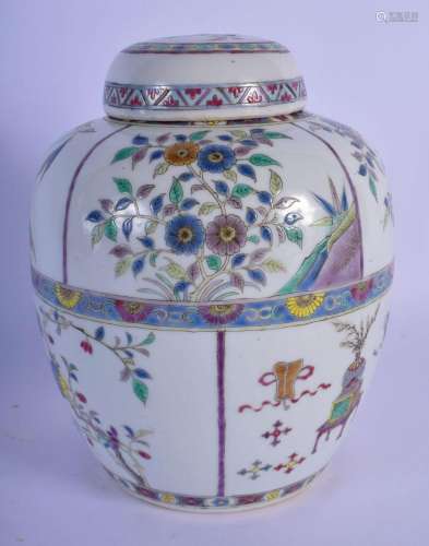 A LATE 19TH CENTURY CHINESE FAMILLE ROSE GINGER JAR AND COVE...