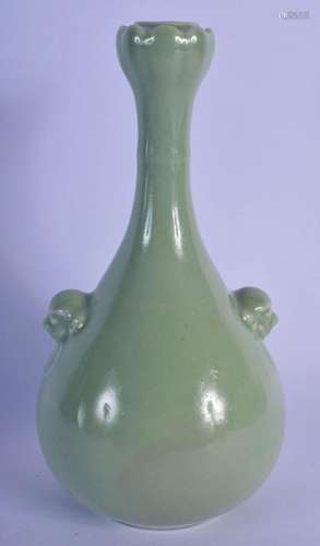 A 19TH CENTURY CHINESE CELADON BULBOUS VASE bearing Yongzhen...