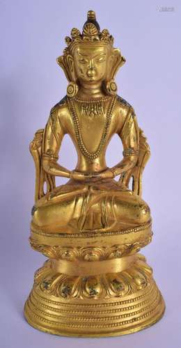 A 19TH CENTURY CHINESE SINO TIBETAN GILT BRONZE FIGURE OF A ...