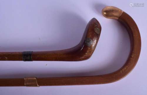 AN ANTIQUE CARVED WOOD GOLF CLUB SUNDAY STICK together with ...