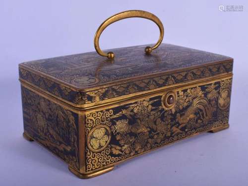 A 19TH CENTURY JAPANESE MEIJI PERIOD MIXED METAL RECTANGULAR...