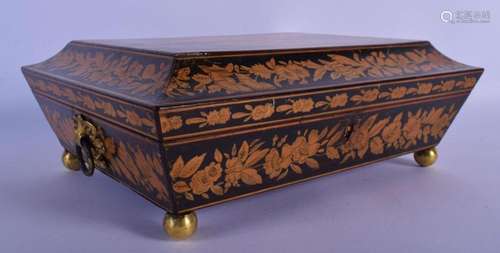 A GOOD 19TH CENTURY ENGLISH SATINWOOD PEN WORK RECTANGULAR B...