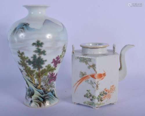 A CHINESE REPUBLICAN PERIOD TEAPOT AND COVER painted with cr...