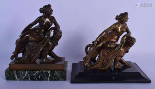 A MATCHED PAIR OF 19TH CENTURY EUROPEAN BRONZE FIGURES OF AR...