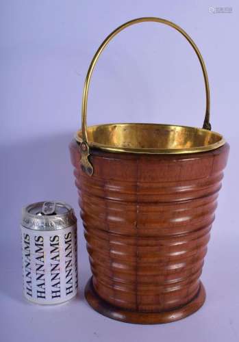 A CHARMING 19TH CENTURY DITCH RIBBED BRASS MOUNTED BUCKET wi...