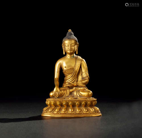 清代 銅鎏金釋迦牟尼佛像