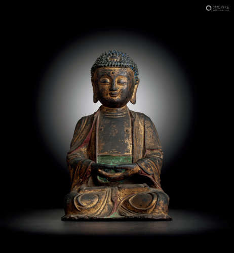 明代 銅漆金釋迦牟尼佛像