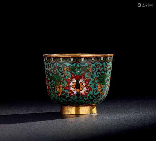 清中期 銅胎掐絲琺瑯供杯