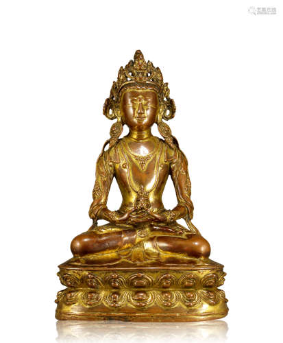 17世紀 銅鎏金長壽佛像