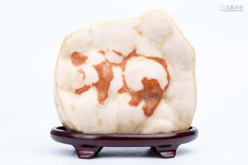 NATURALLY FORMED PANDA PATTERN JADE ORNAMENT