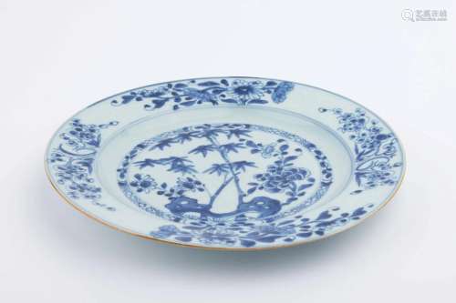 MID QING DYNASTY BLUE AND WHITE PLATE