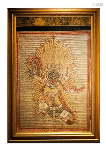 MING DYNASTY EMBROIDERED THANGKA WITH FRAME