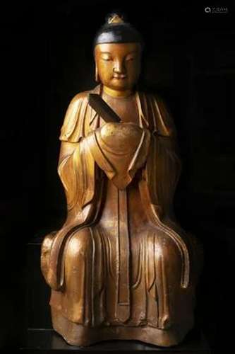 MING DYNASTY LARGE WOODEN DUDDHA