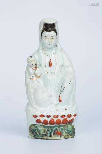 REPUBLIC OF CHINA FAMILLE ROSE GUANYIN FIGURE