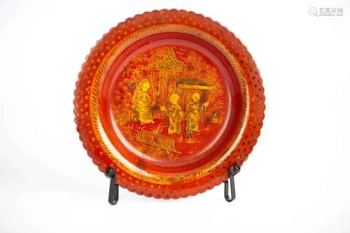 19TH CENTURY LACQUER PLATE