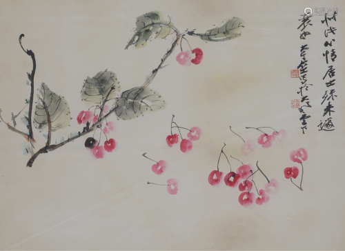 张大千（1899-1983）樱桃图 
来源：日本重要私人收藏