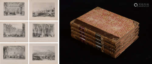 约1845-1847年伦敦Fisher，Son，&Co.出版《阿洛姆绘法国版画集》硬皮...