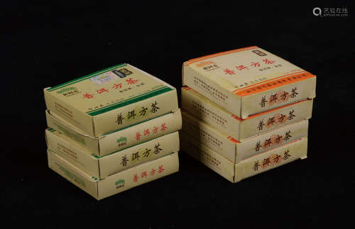 中国普洱茶著名大师邹炳良先生监制老同志牌「普洱方茶」生茶砖8盒；...