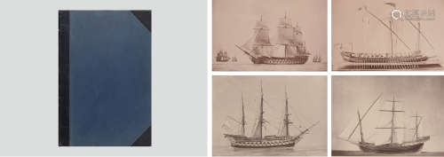 清 光绪九年（1883）巴黎出版《帝国时期罗浮宫博物馆藏船只版画集》硬...